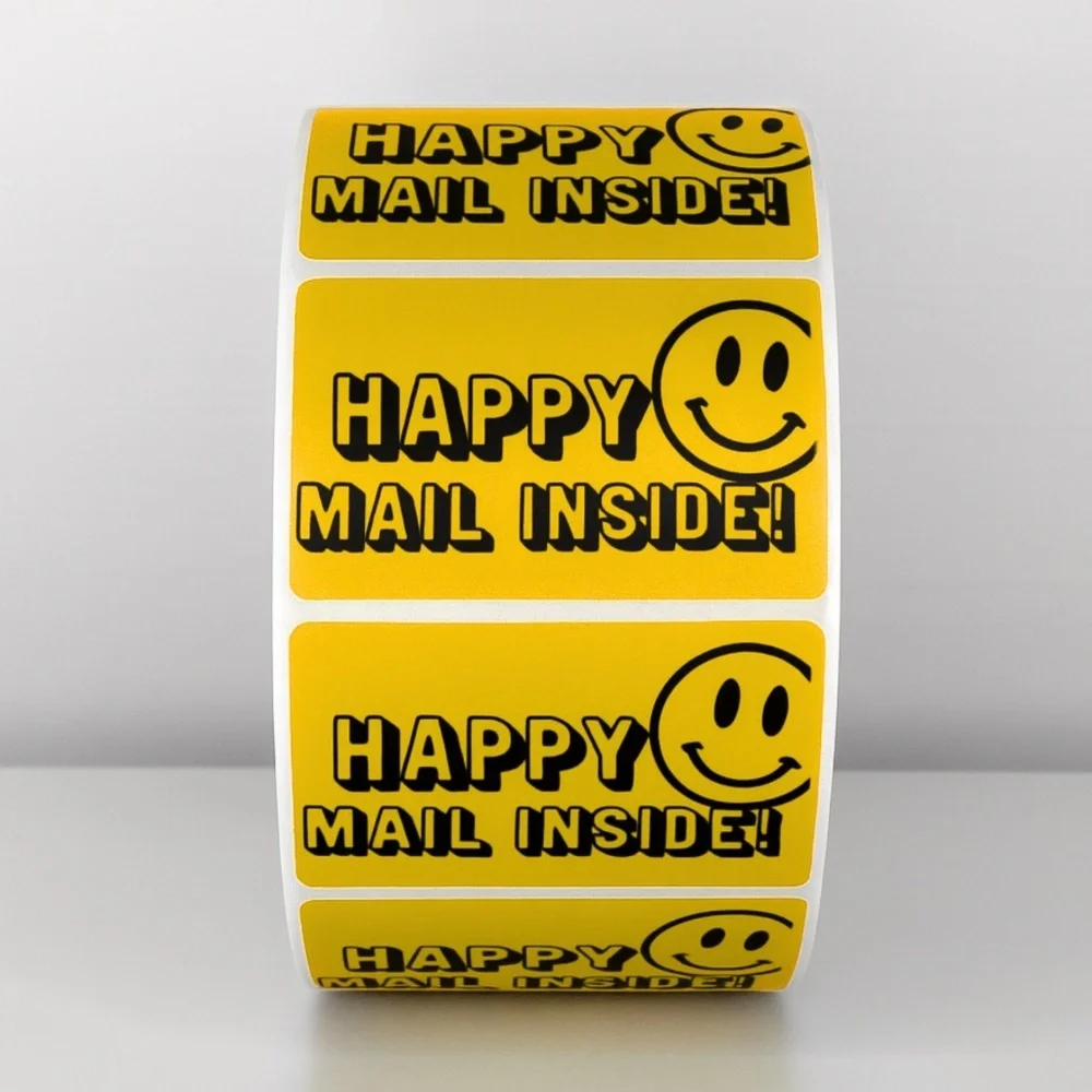 Happy Mail Inside Stickers | Smiley Face Labels for Cute Packaging & Shipping